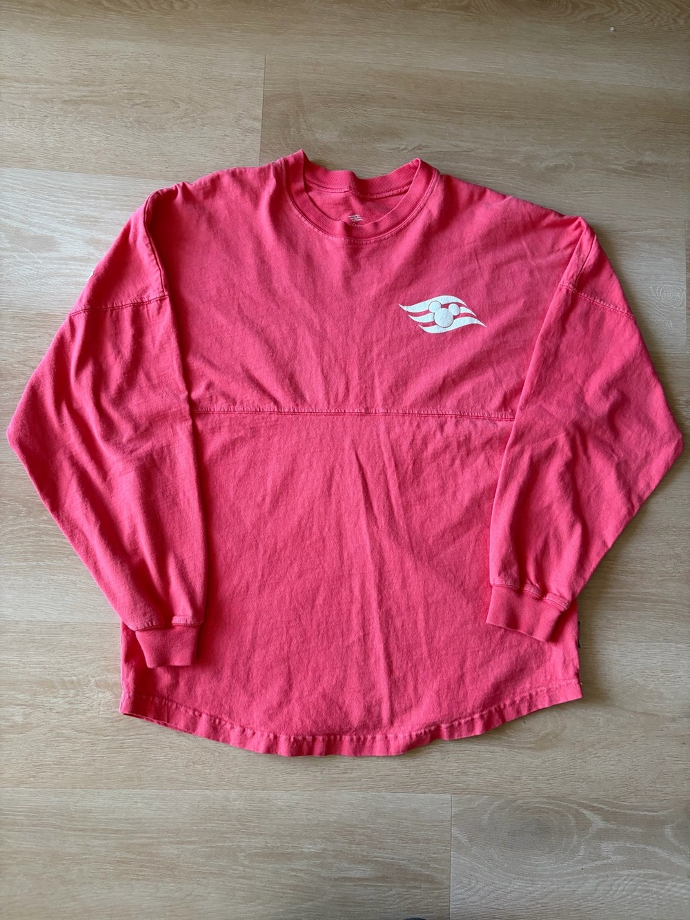 Disney Cruise Line Spirit Jersey Coral Pink Puff Print Long Sleeve Small